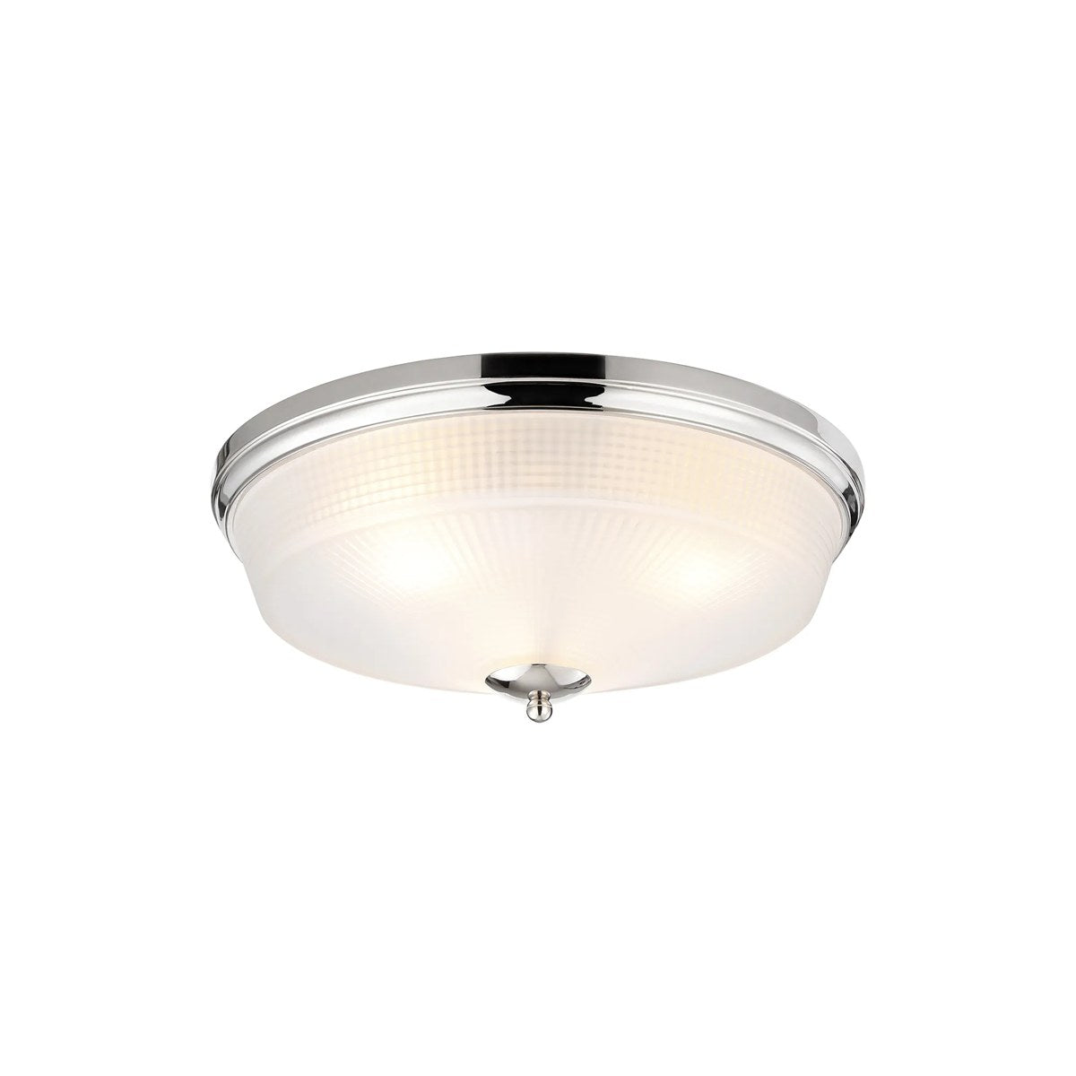 Regent Lourdes 3 Light 438mm E27 Flush Ceiling Light - Polished Nickel / Frosted
