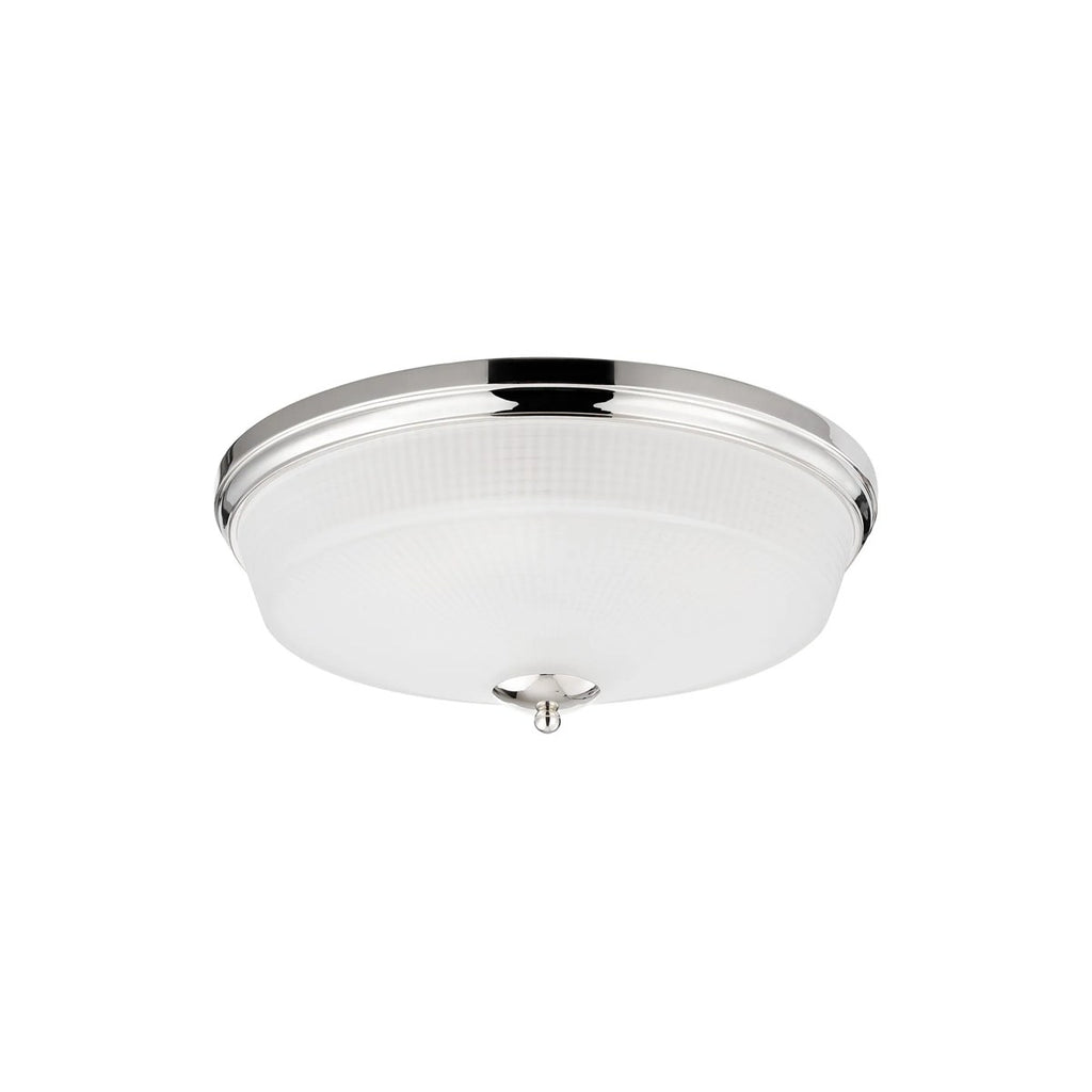 Regent Lourdes 3 Light 438mm E27 Flush Ceiling Light - Polished Nickel / Frosted