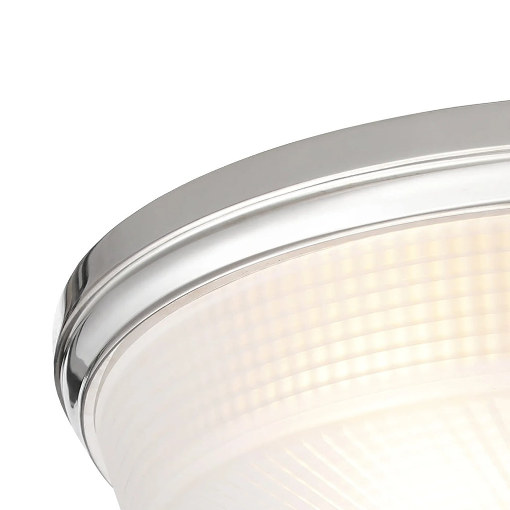 Regent Lourdes 3 Light 438mm E27 Flush Ceiling Light - Polished Nickel / Frosted