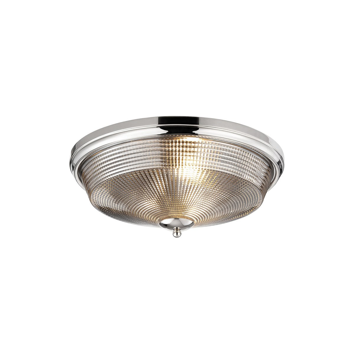 Regent Lourdes 3 Light 438mm E27 Flush Ceiling Light - Polished Nickel / Smoke