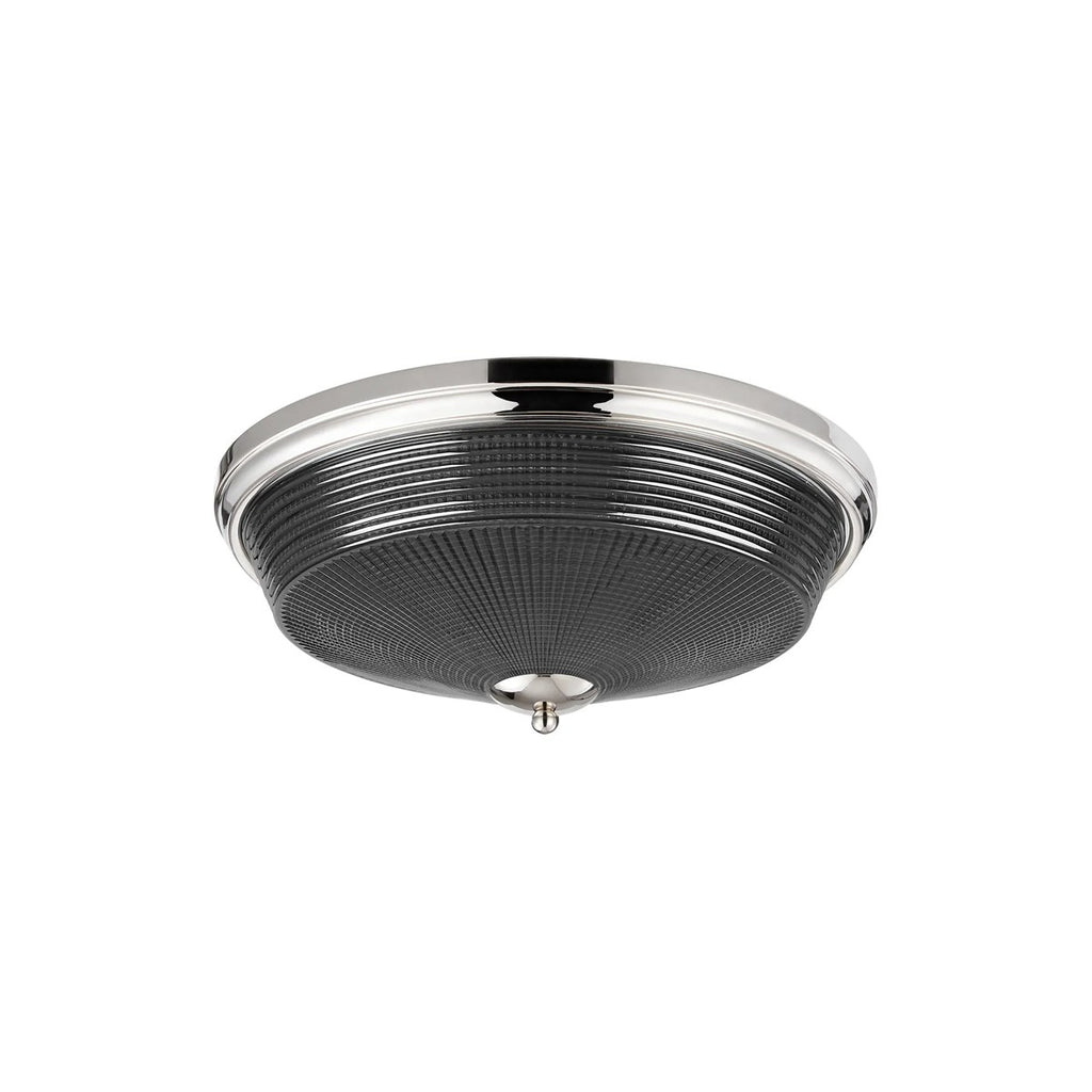 Regent Lourdes 3 Light 438mm E27 Flush Ceiling Light - Polished Nickel / Smoke