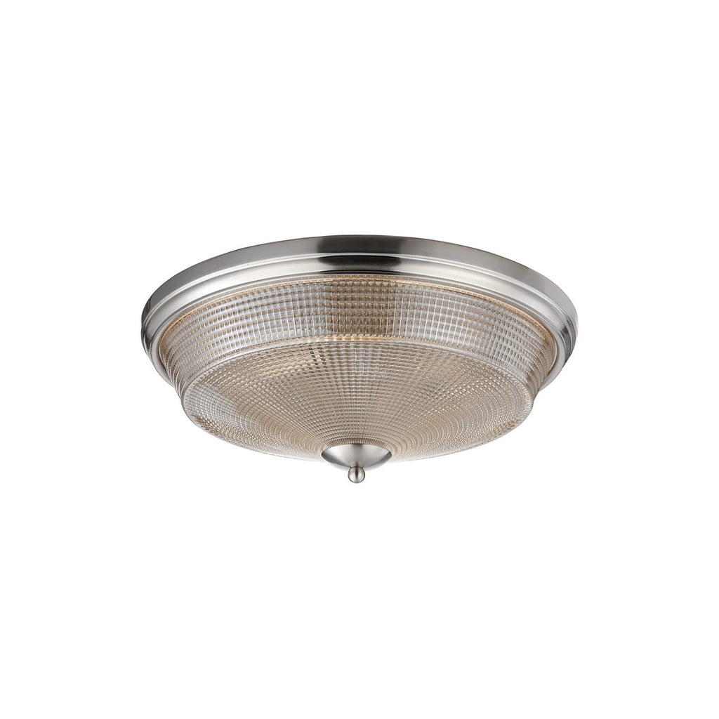 Regent Lourdes 3 Light 438mm E27 Flush Ceiling Light - Satin Nickel / Amber