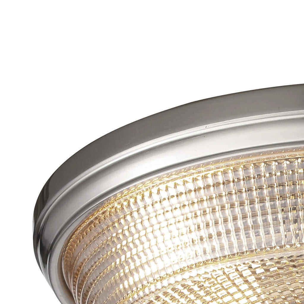 Regent Lourdes 3 Light 438mm E27 Flush Ceiling Light - Satin Nickel / Amber