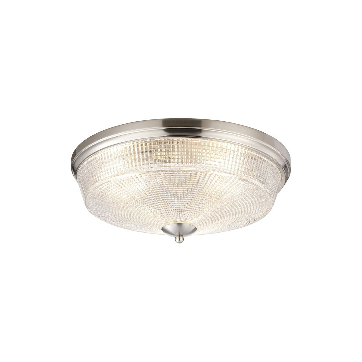Regent Lourdes 3 Light 438mm E27 Flush Ceiling Light - Satin Nickel / Clear