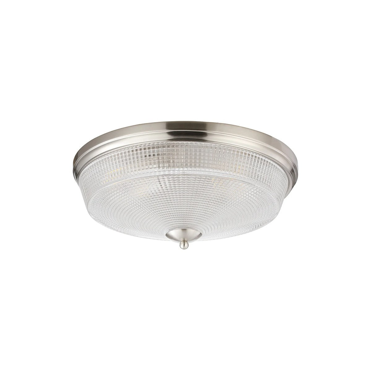 Regent Lourdes 3 Light 438mm E27 Flush Ceiling Light - Satin Nickel / Clear