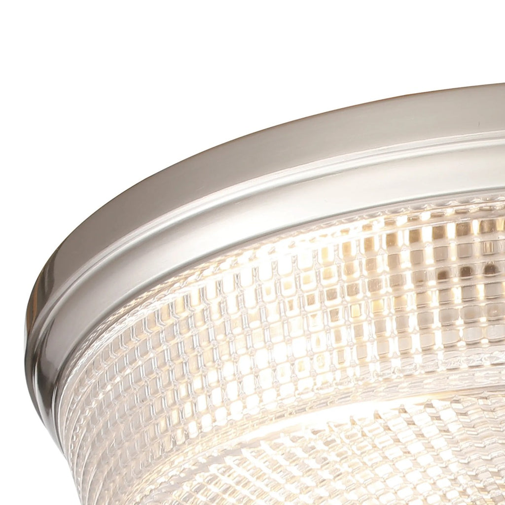 Regent Lourdes 3 Light 438mm E27 Flush Ceiling Light - Satin Nickel / Clear