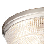 Regent Lourdes 3 Light 438mm E27 Flush Ceiling Light - Satin Nickel / Clear
