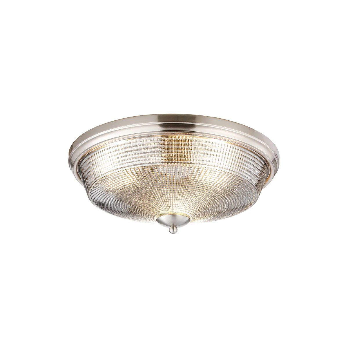 Regent Lourdes 3 Light 438mm E27 Flush Ceiling Light - Satin Nickel / Smoke