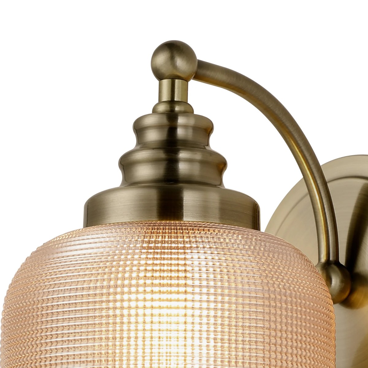Regent Lourdes Switched Wall Light 180mm High - Antique Brass / Amber
