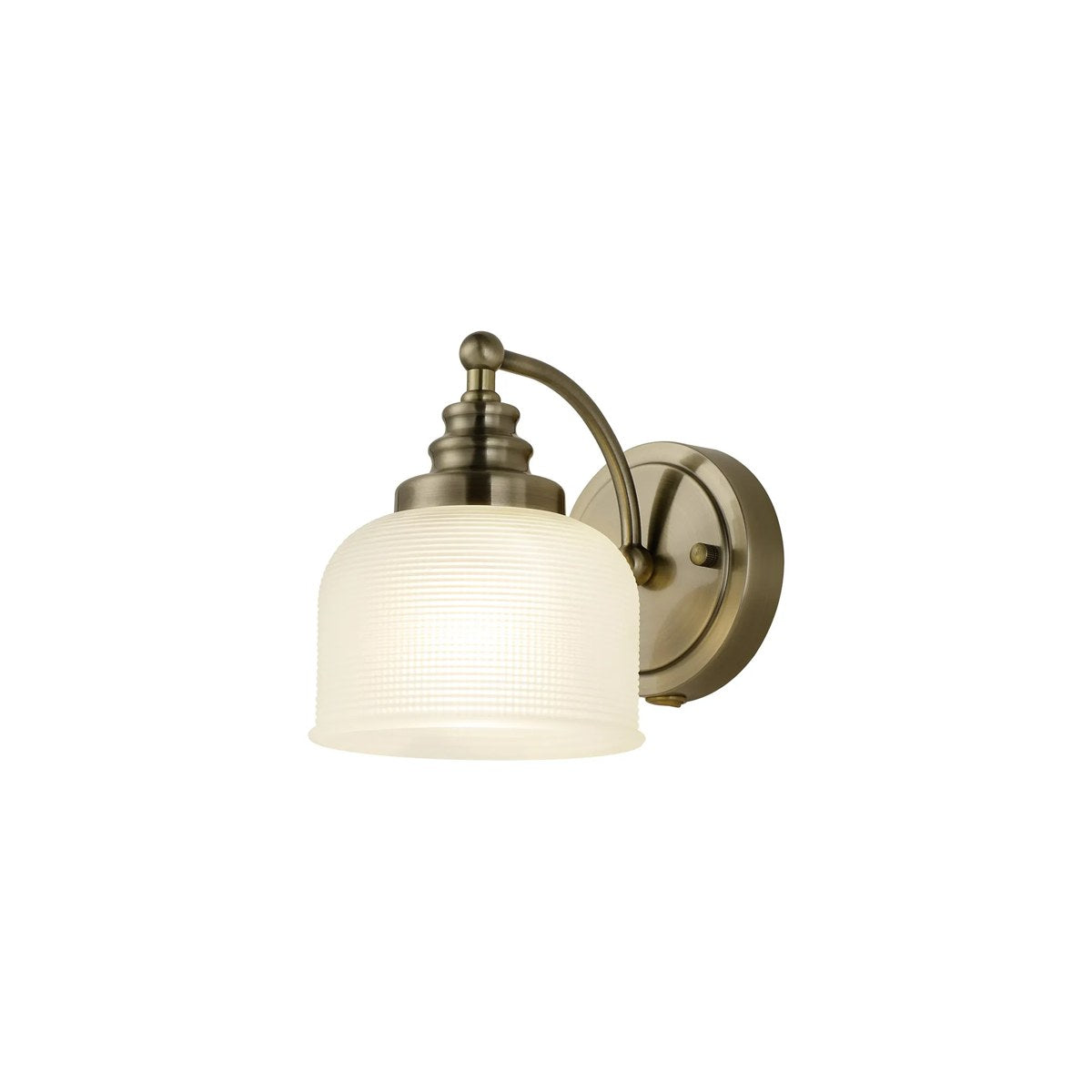 Regent Lourdes Switched Wall Light 180mm High - Antique Brass / Frosted
