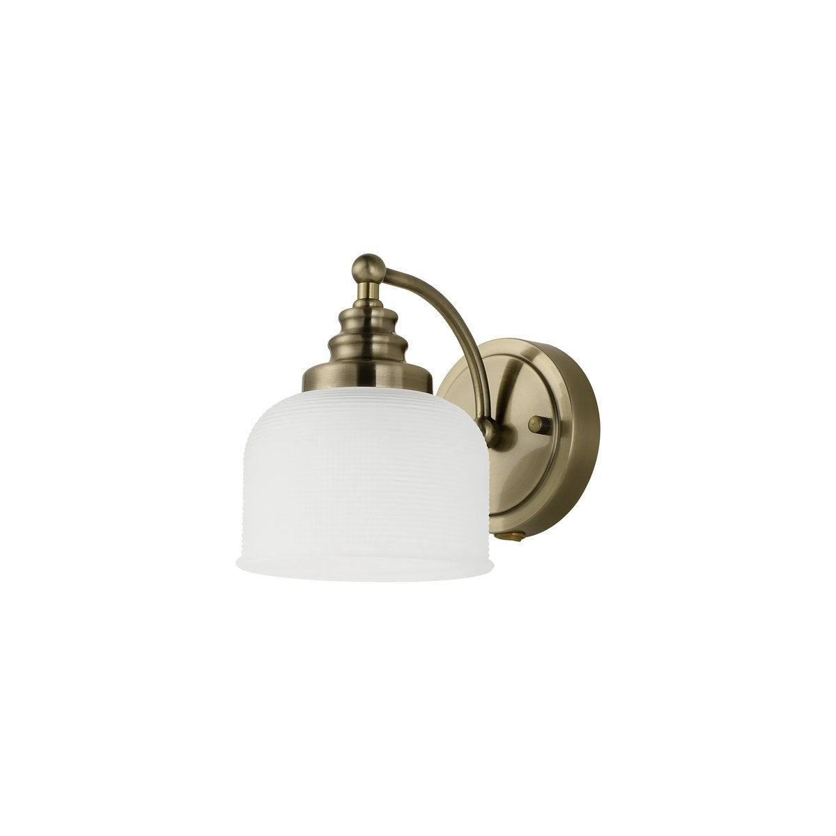 Regent Lourdes Switched Wall Light 180mm High - Antique Brass / Frosted