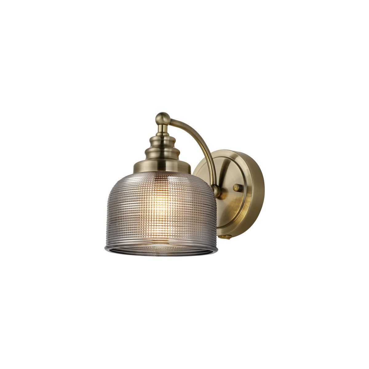 Regent Lourdes Switched Wall Light 180mm High - Antique Brass / Smoke
