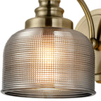 Regent Lourdes Switched Wall Light 180mm High - Antique Brass / Smoke