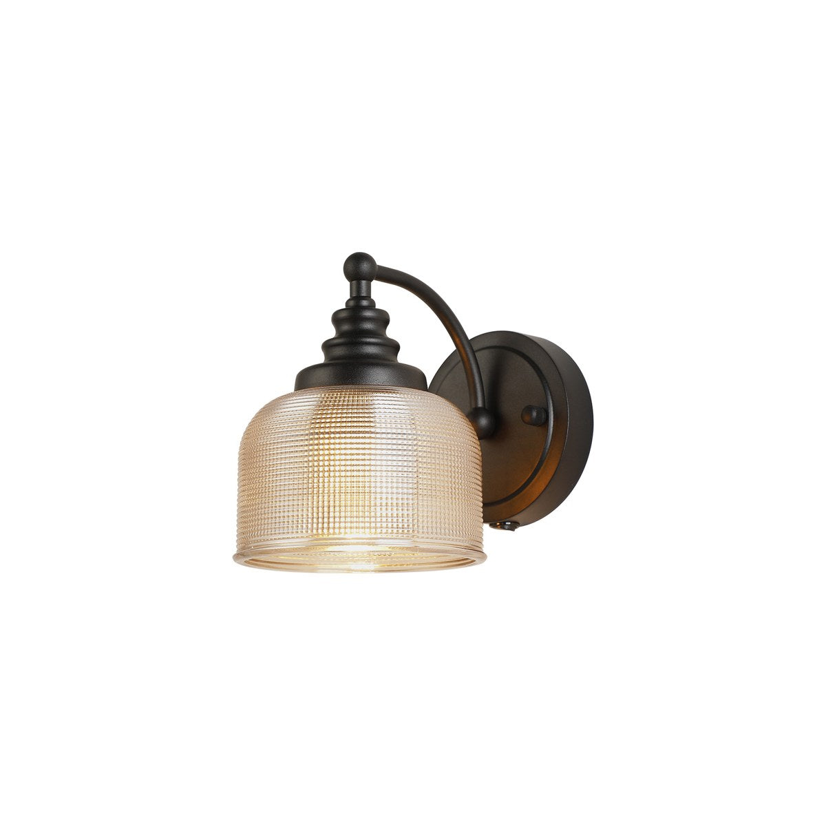 Regent Lourdes Switched Wall Light 180mm High - Satin Black / Amber