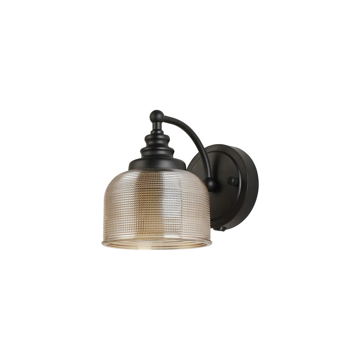 Regent Lourdes Switched Wall Light 180mm High - Satin Black / Amber