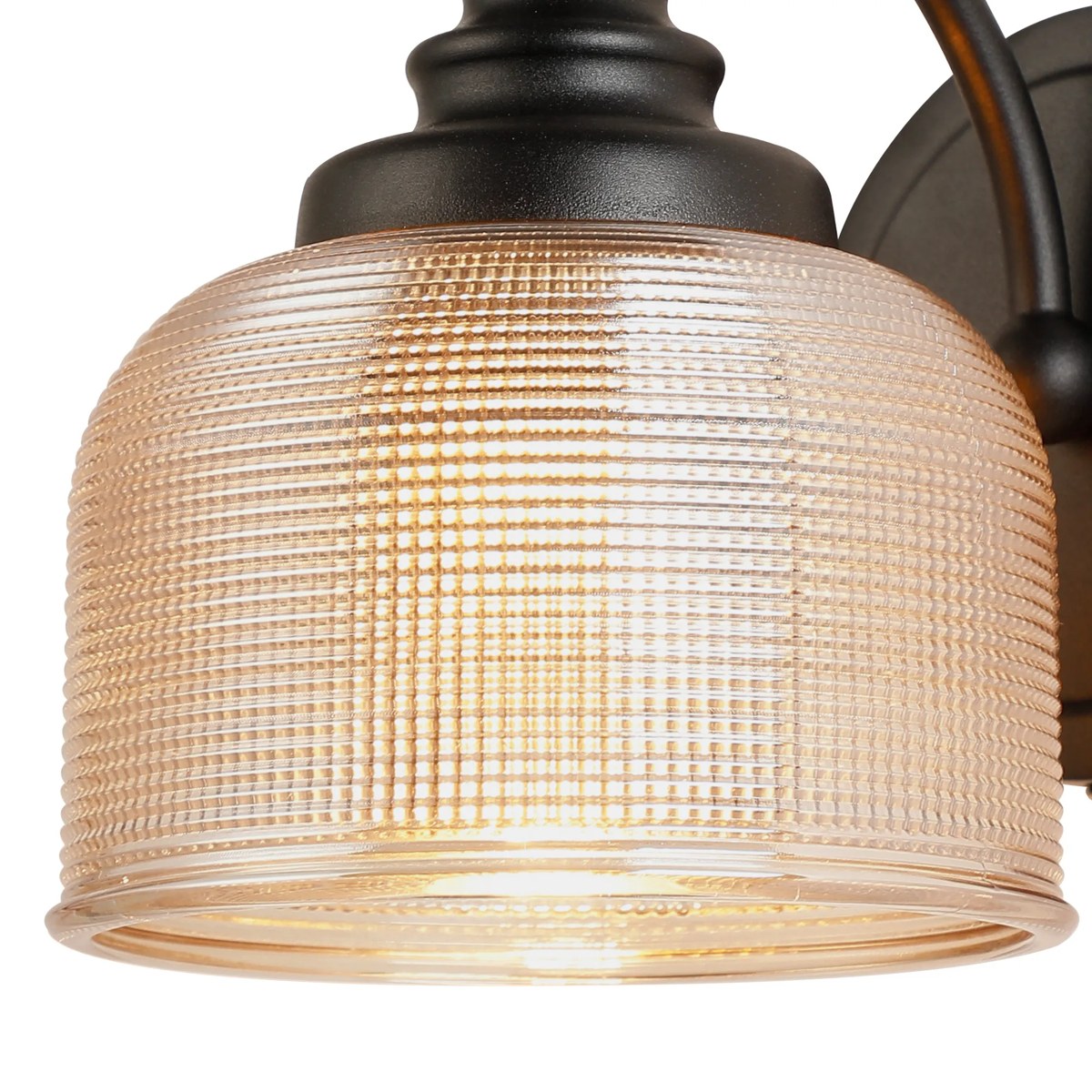 Regent Lourdes Switched Wall Light 180mm High - Satin Black / Amber
