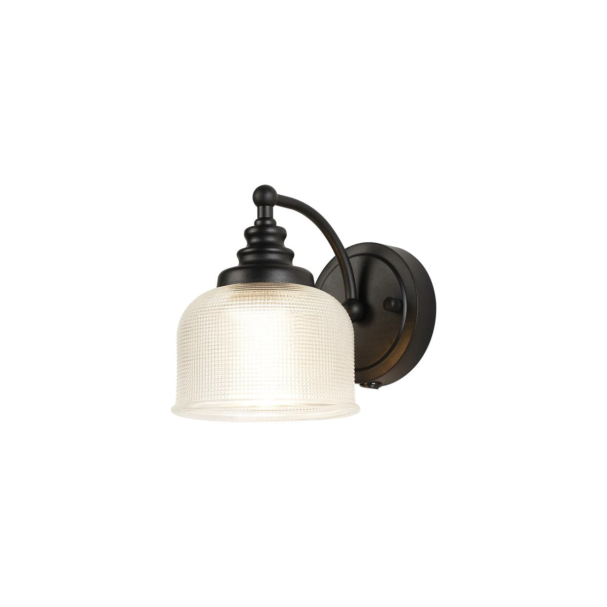 Regent Lourdes Switched Wall Light 180mm High - Satin Black / Clear