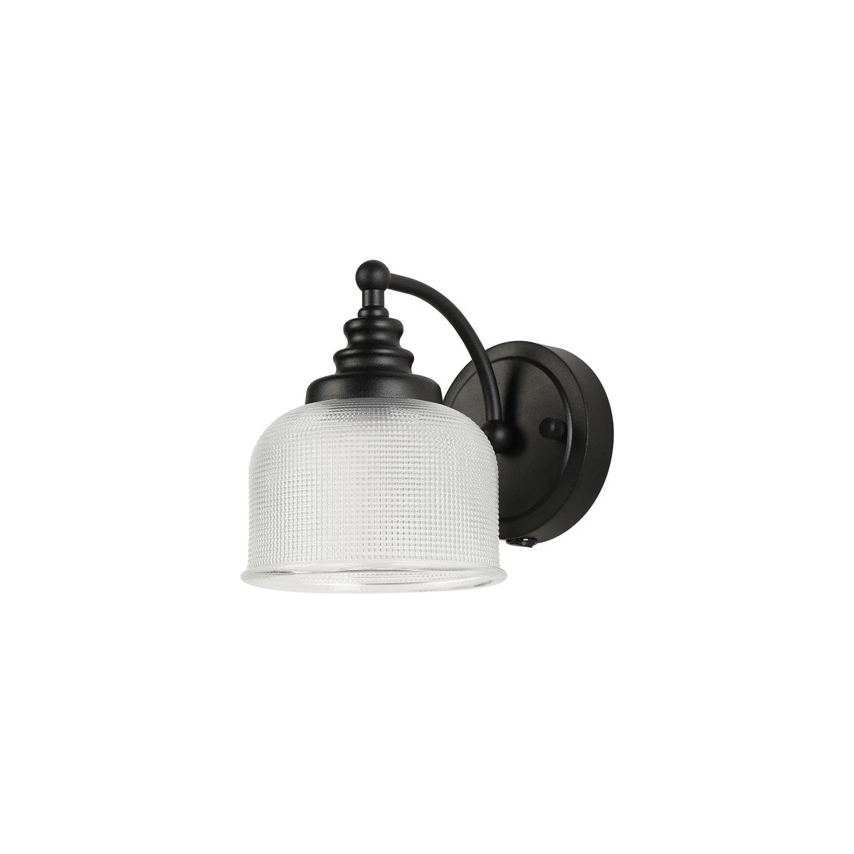 Regent Lourdes Switched Wall Light 180mm High - Satin Black / Clear