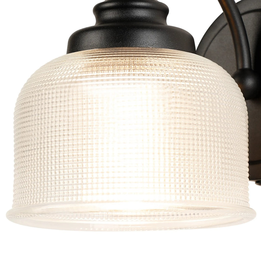 Regent Lourdes Switched Wall Light 180mm High - Satin Black / Clear