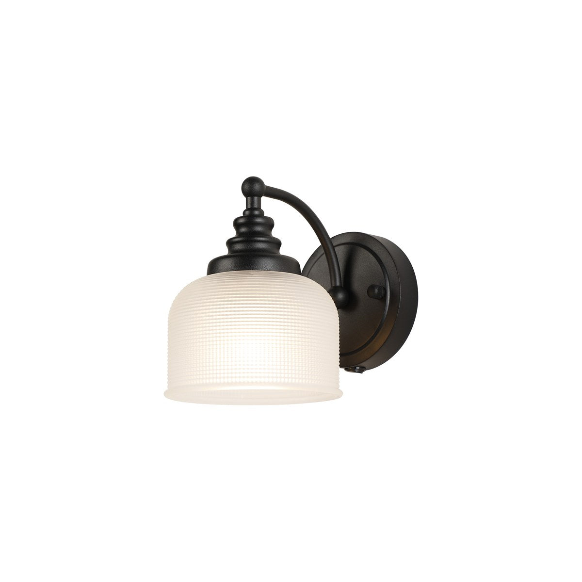 Regent Lourdes Switched Wall Light 180mm High - Satin Black / Frosted