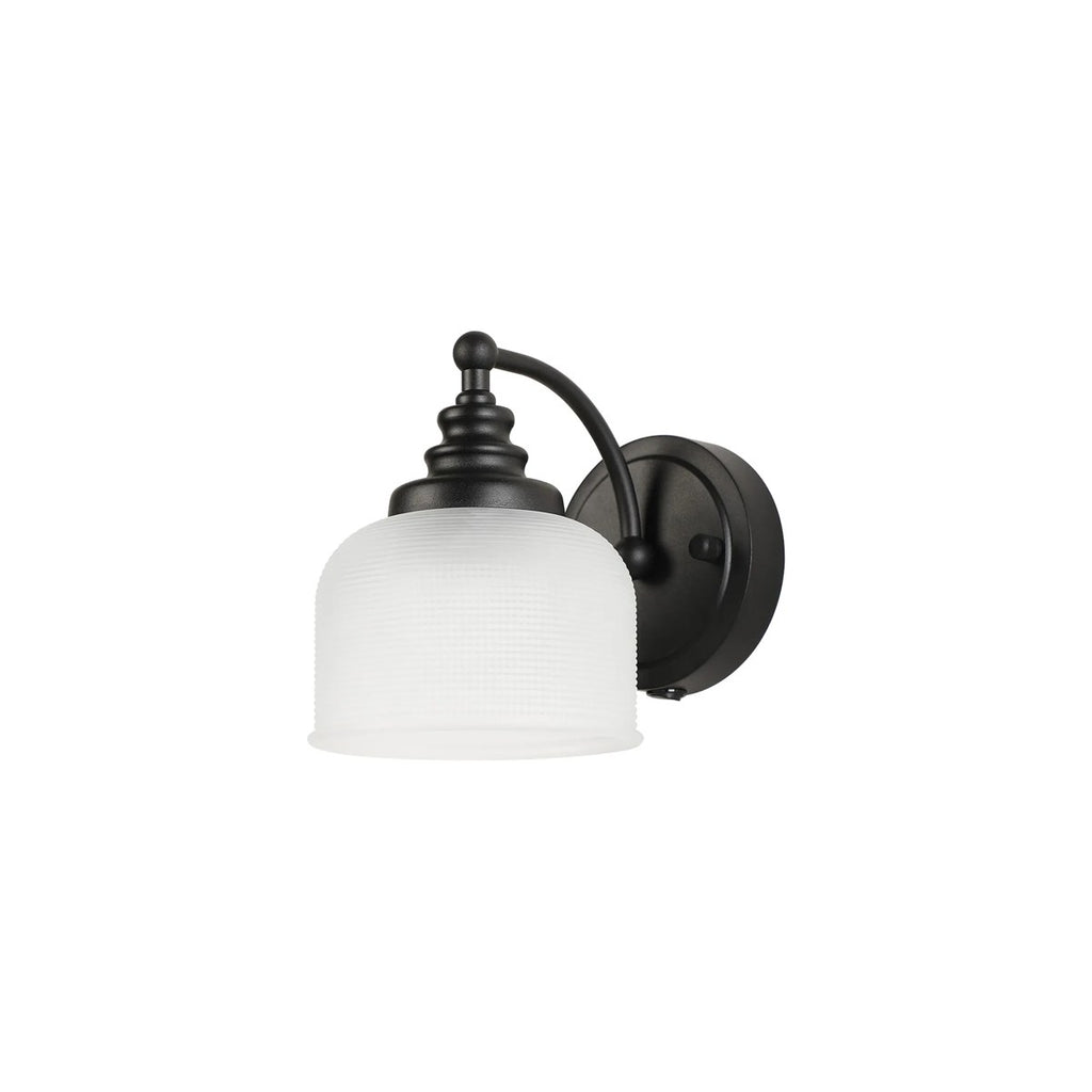 Regent Lourdes Switched Wall Light 180mm High - Satin Black / Frosted