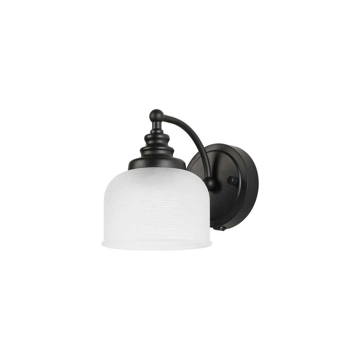 Regent Lourdes Switched Wall Light 180mm High - Satin Black / Frosted