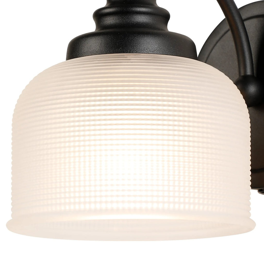 Regent Lourdes Switched Wall Light 180mm High - Satin Black / Frosted