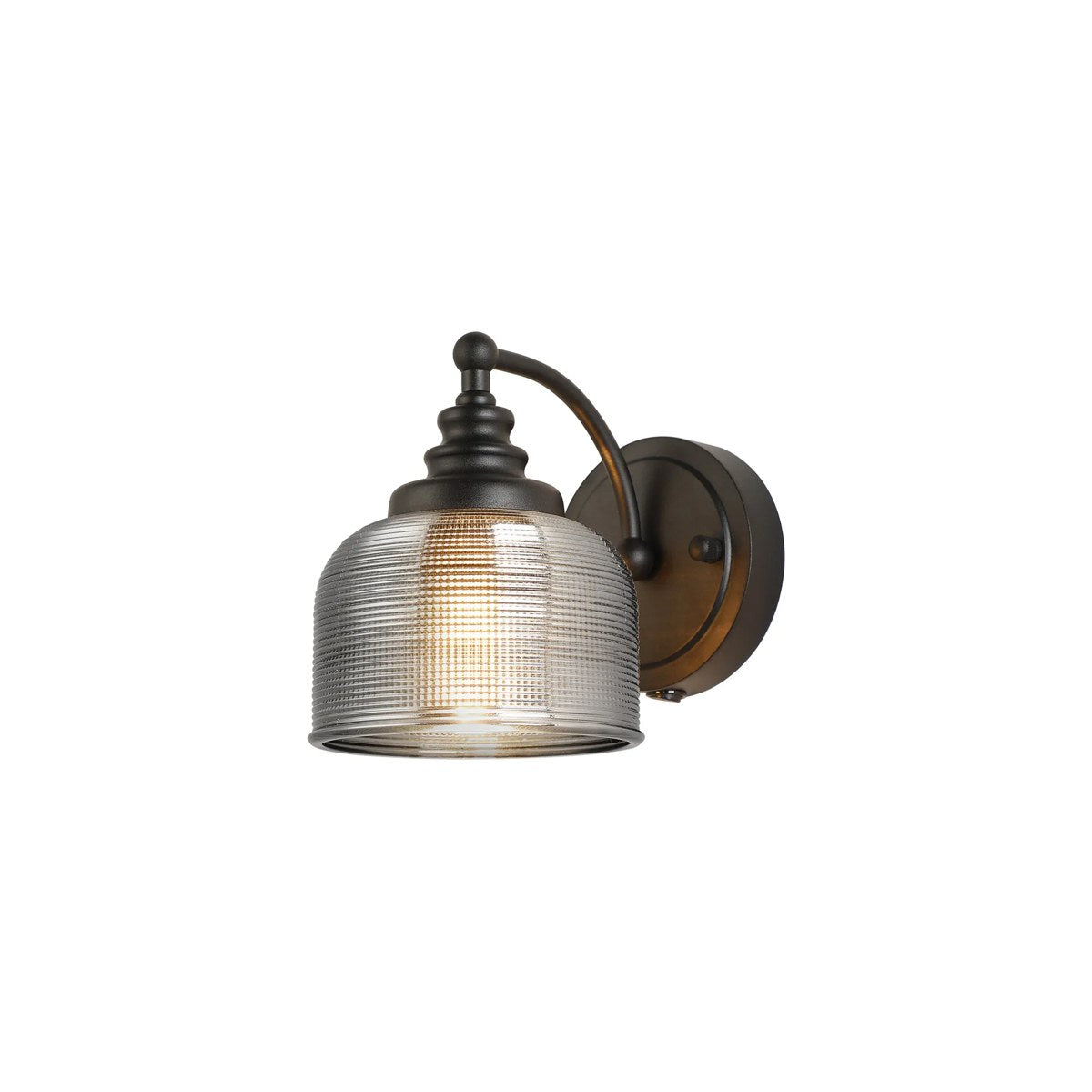 Regent Lourdes Switched Wall Light 180mm High - Satin Black / Smoke