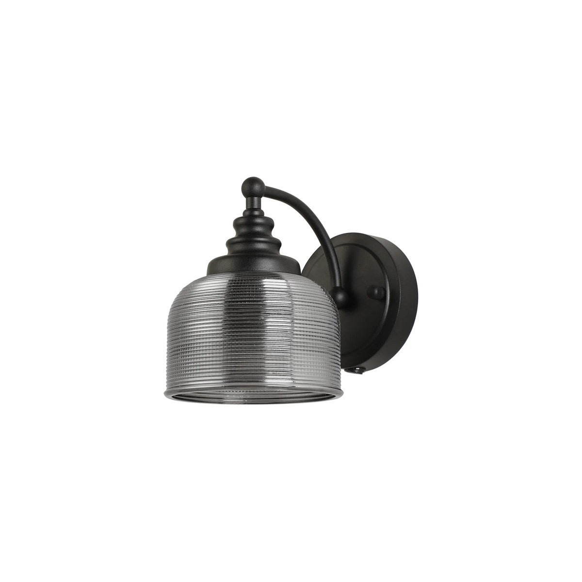 Regent Lourdes Switched Wall Light 180mm High - Satin Black / Smoke
