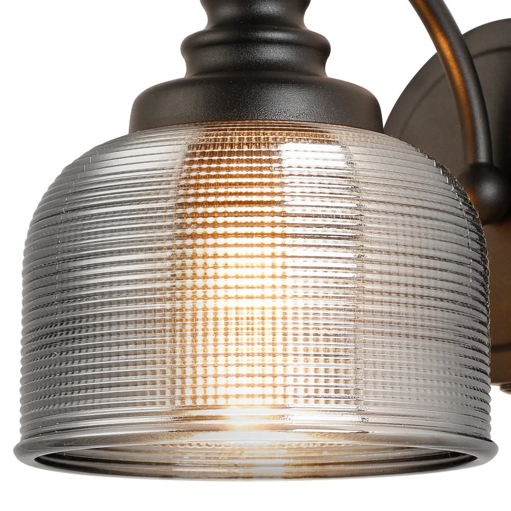 Regent Lourdes Switched Wall Light 180mm High - Satin Black / Smoke