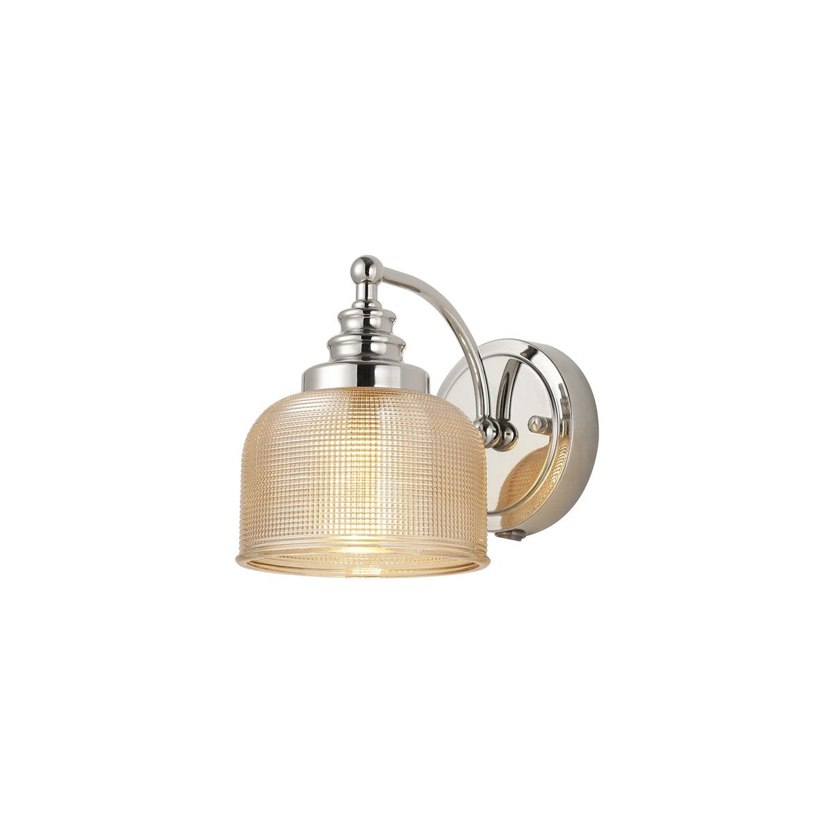 Regent Lourdes Switched Wall Light 180mm High - Polished Nickel / Amber