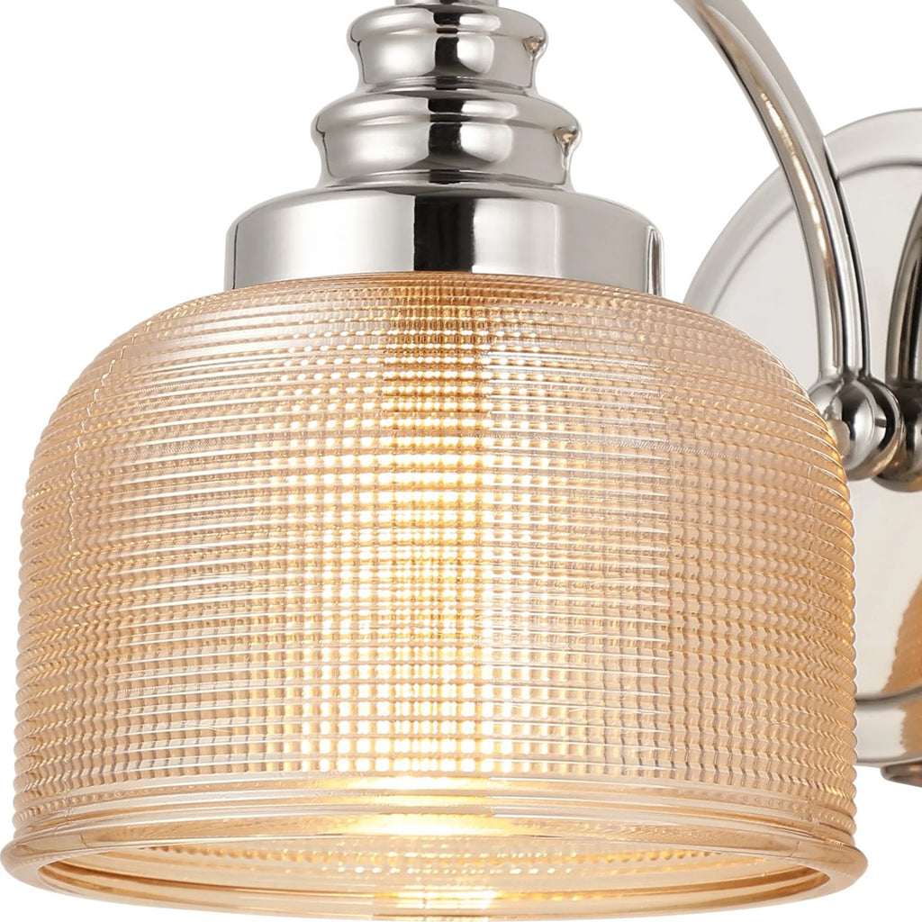 Regent Lourdes Switched Wall Light 180mm High - Polished Nickel / Amber