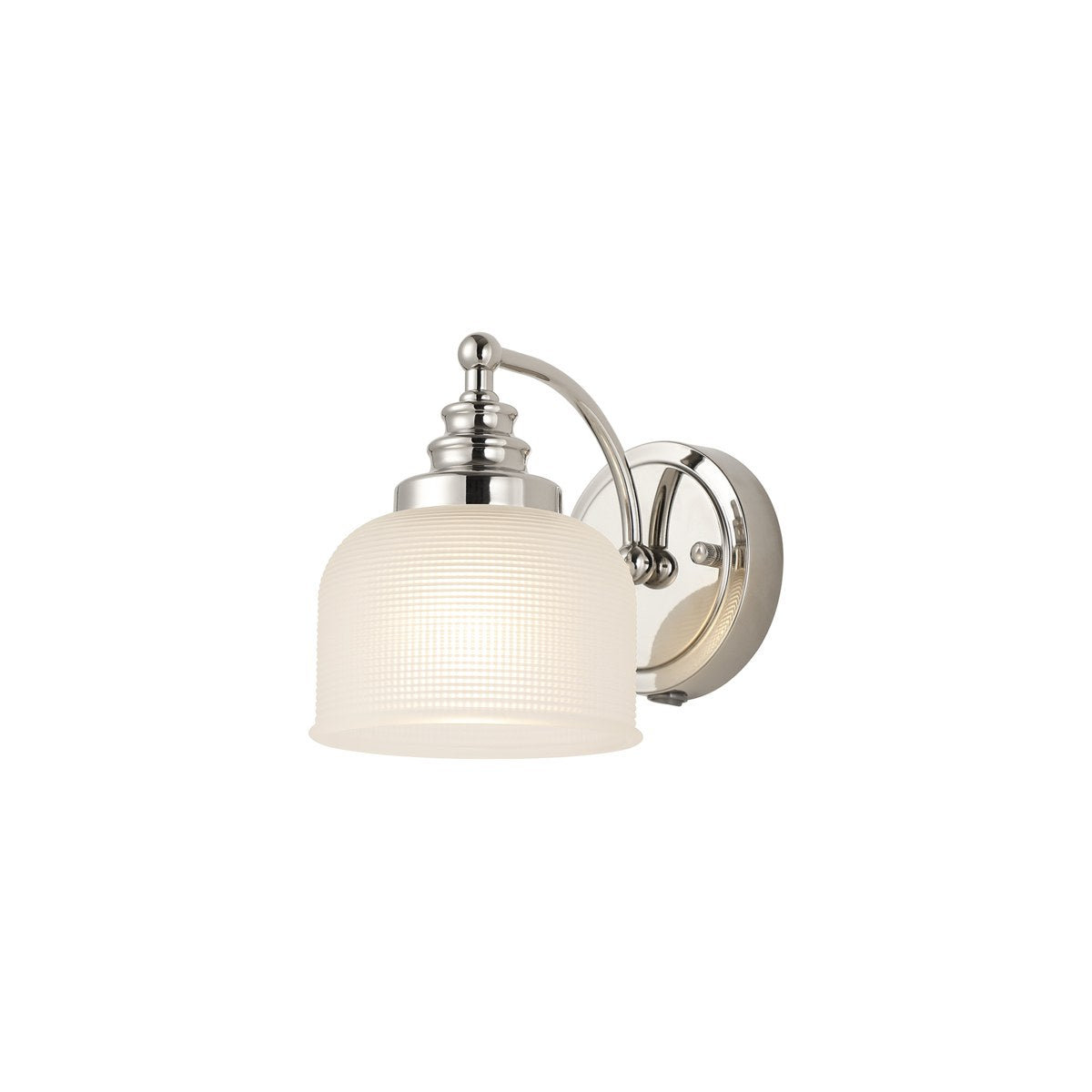 Regent Lourdes Switched Wall Light 180mm High - Polished Nickel / Frosted