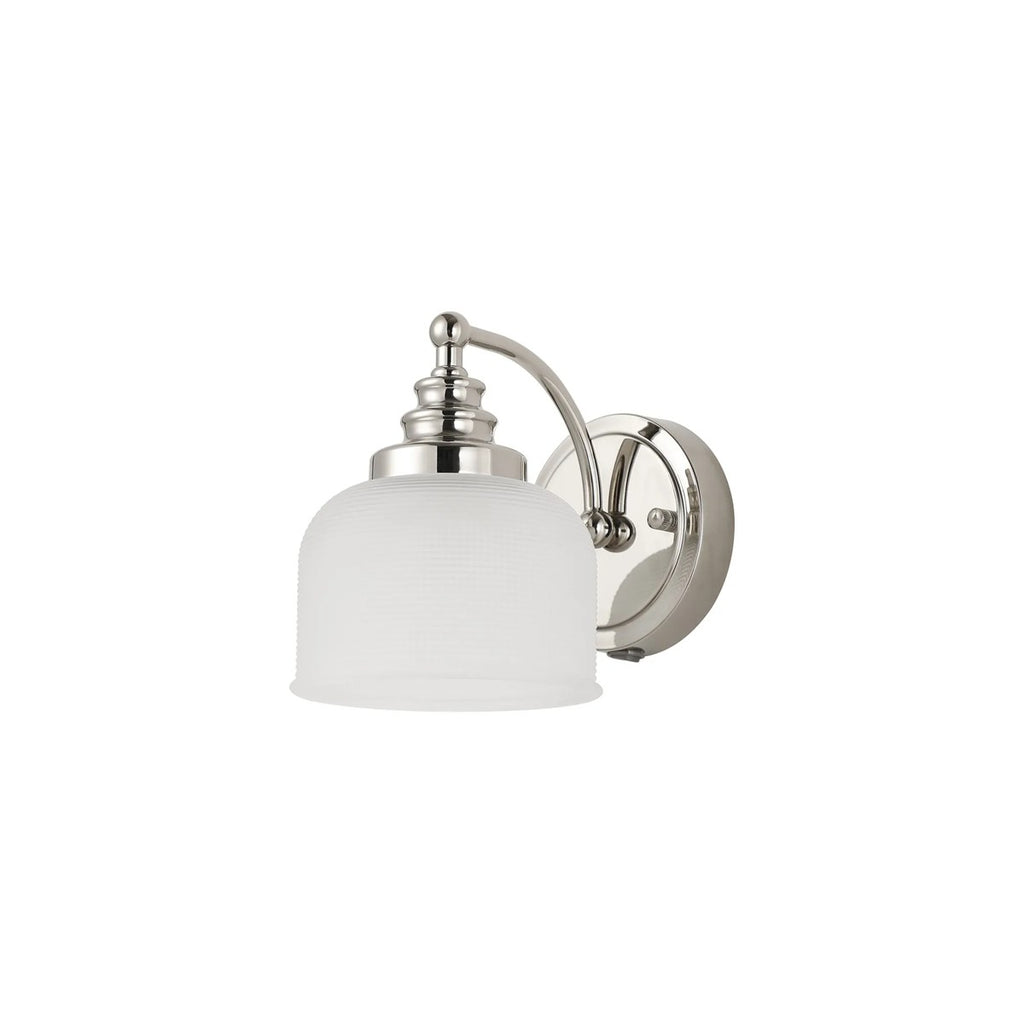 Regent Lourdes Switched Wall Light 180mm High - Polished Nickel / Frosted