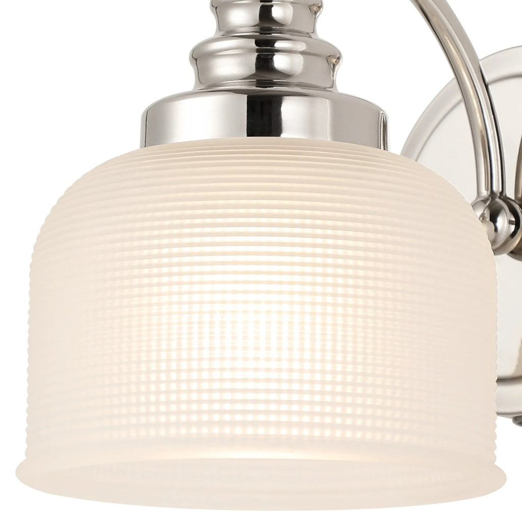 Regent Lourdes Switched Wall Light 180mm High - Polished Nickel / Frosted