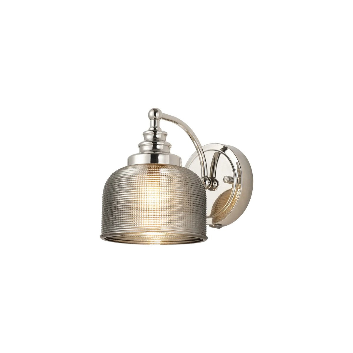 Regent Lourdes Switched Wall Light 180mm High - Polished Nickel / Smoke