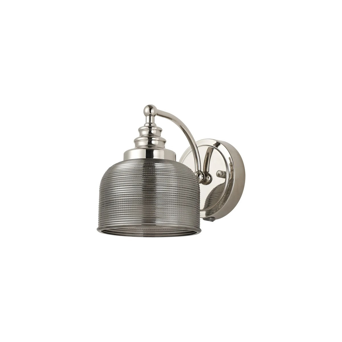 Regent Lourdes Switched Wall Light 180mm High - Polished Nickel / Smoke