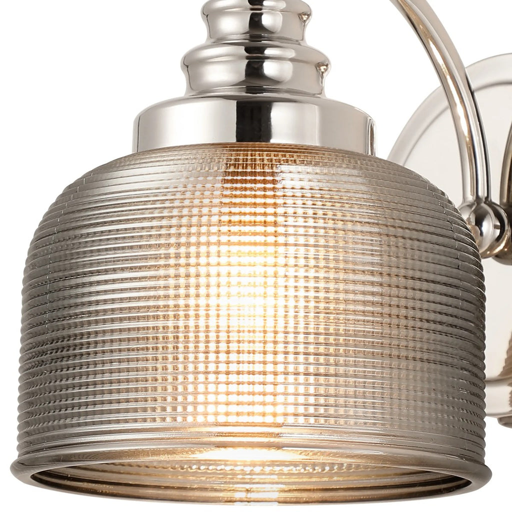 Regent Lourdes Switched Wall Light 180mm High - Polished Nickel / Smoke