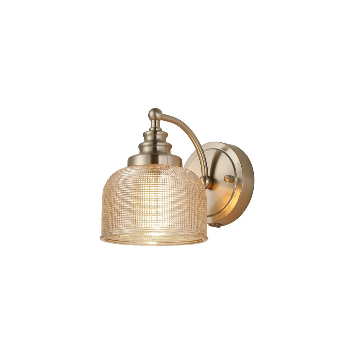 Regent Lourdes Switched Wall Light 180mm High - Satin Nickel / Amber