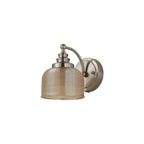 Regent Lourdes Switched Wall Light 180mm High - Satin Nickel / Amber