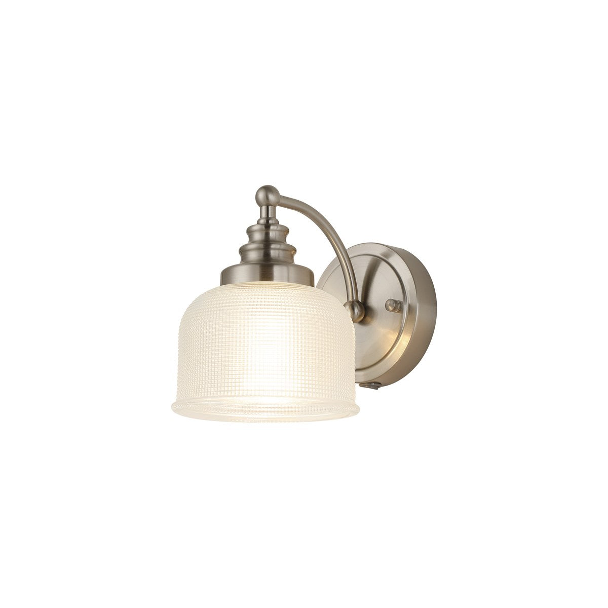 Regent Lourdes Switched Wall Light 180mm High - Satin Nickel / Clear