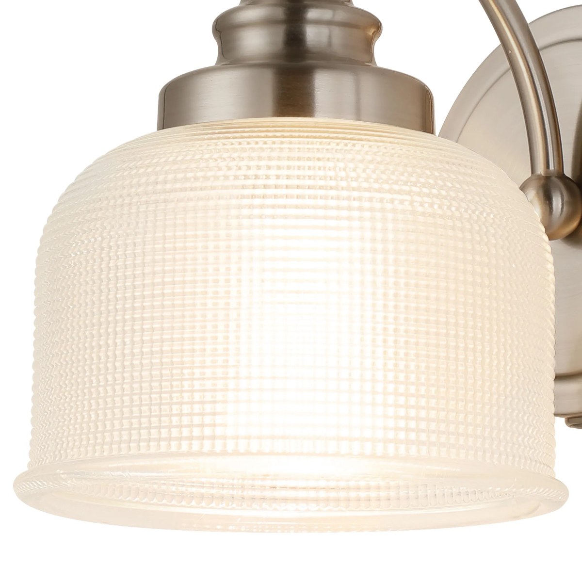 Regent Lourdes Switched Wall Light 180mm High - Satin Nickel / Clear