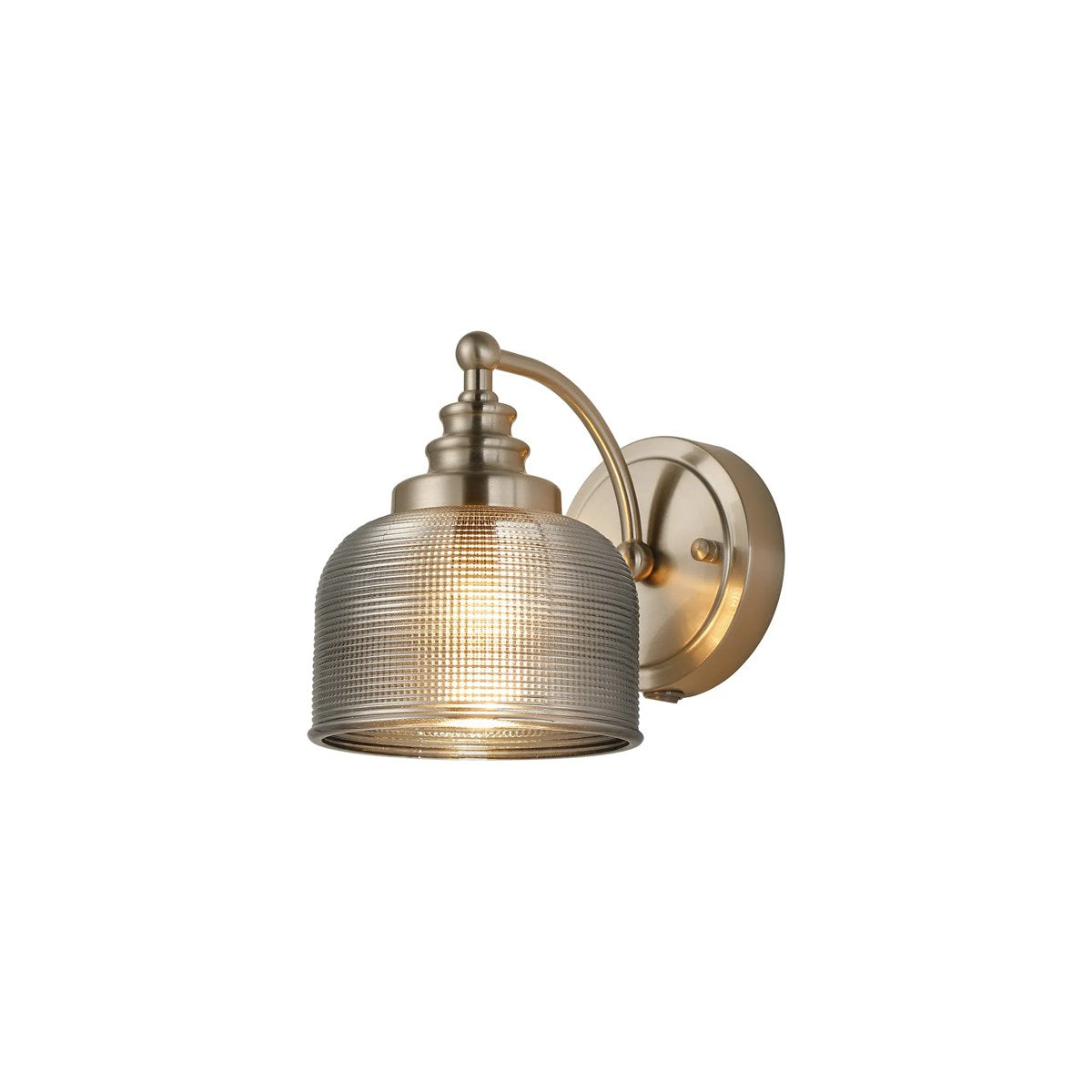 Regent Lourdes Switched Wall Light 180mm High - Satin Nickel / Smoke