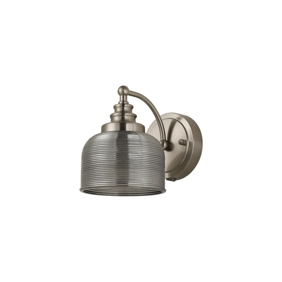 Regent Lourdes Switched Wall Light 180mm High - Satin Nickel / Smoke