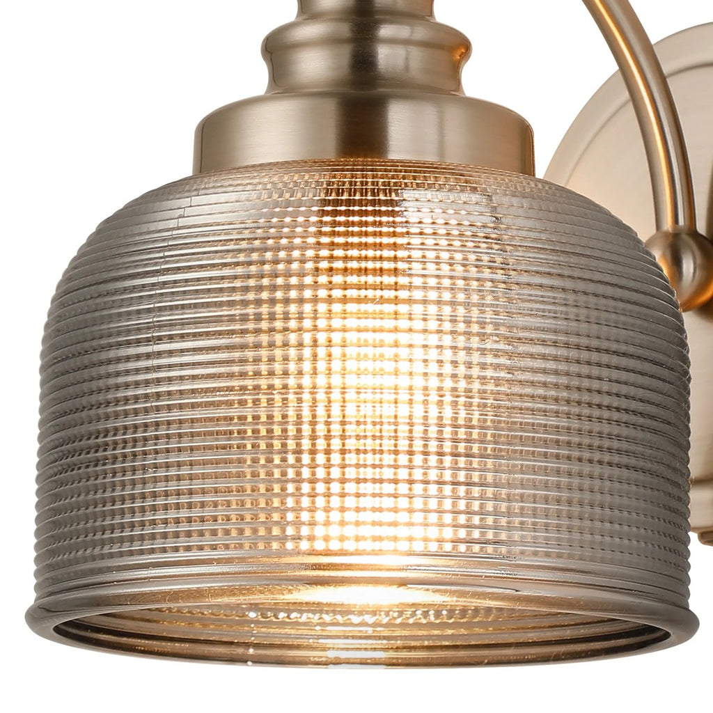 Regent Lourdes Switched Wall Light 180mm High - Satin Nickel / Smoke