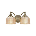 Regent Lourdes 2 Light Switched Double Wall Light 340mm - Antique Brass / Amber