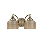 Regent Lourdes 2 Light Switched Double Wall Light 340mm - Antique Brass / Amber