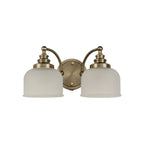 Regent Lourdes 2 Light Switched Double Wall Light 340mm - Antique Brass / Frosted