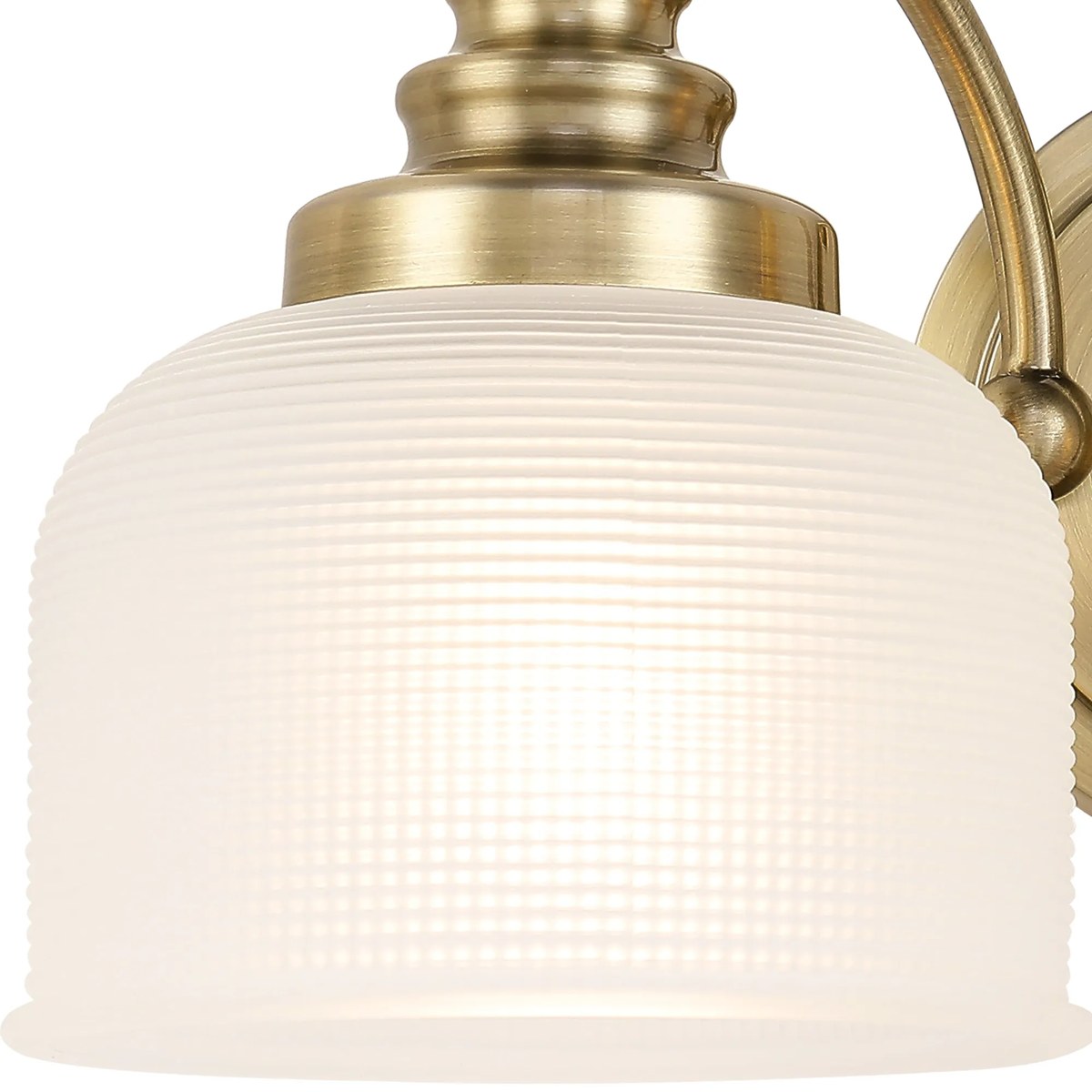 Regent Lourdes 2 Light Switched Double Wall Light 340mm - Antique Brass / Frosted
