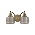 Regent Lourdes 2 Light Switched Double Wall Light 340mm - Antique Brass / Smoke